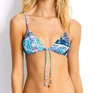 SEAFOLLY Women’s Silk Market Tie Front Bahama Bralette Swim Top - Size 10 - NWT